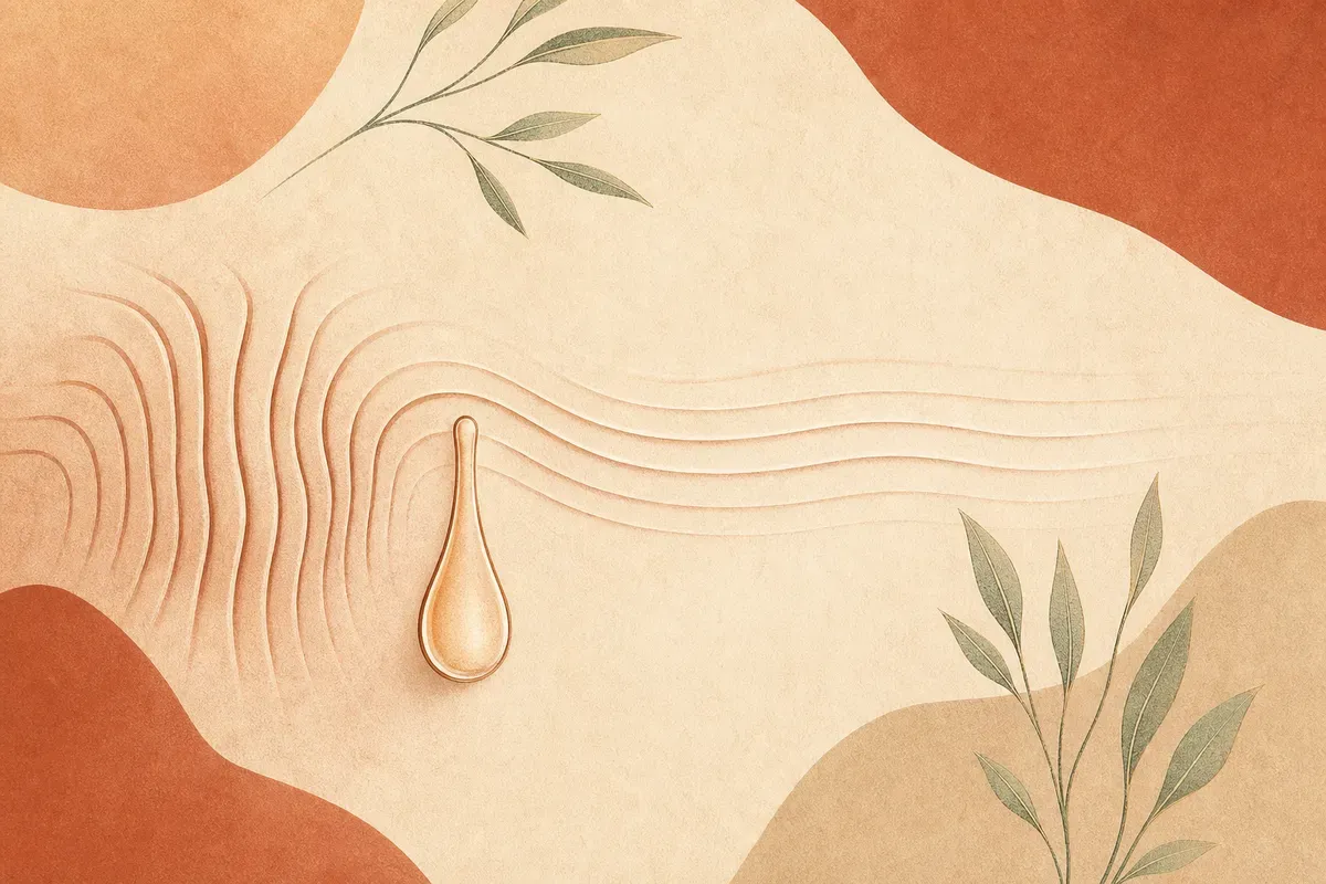 Ilustração da região da glabela, entre as sobrancelhas, com pontos de aplicação de toxina botulínica para suavizar as rugas verticais de expressão.