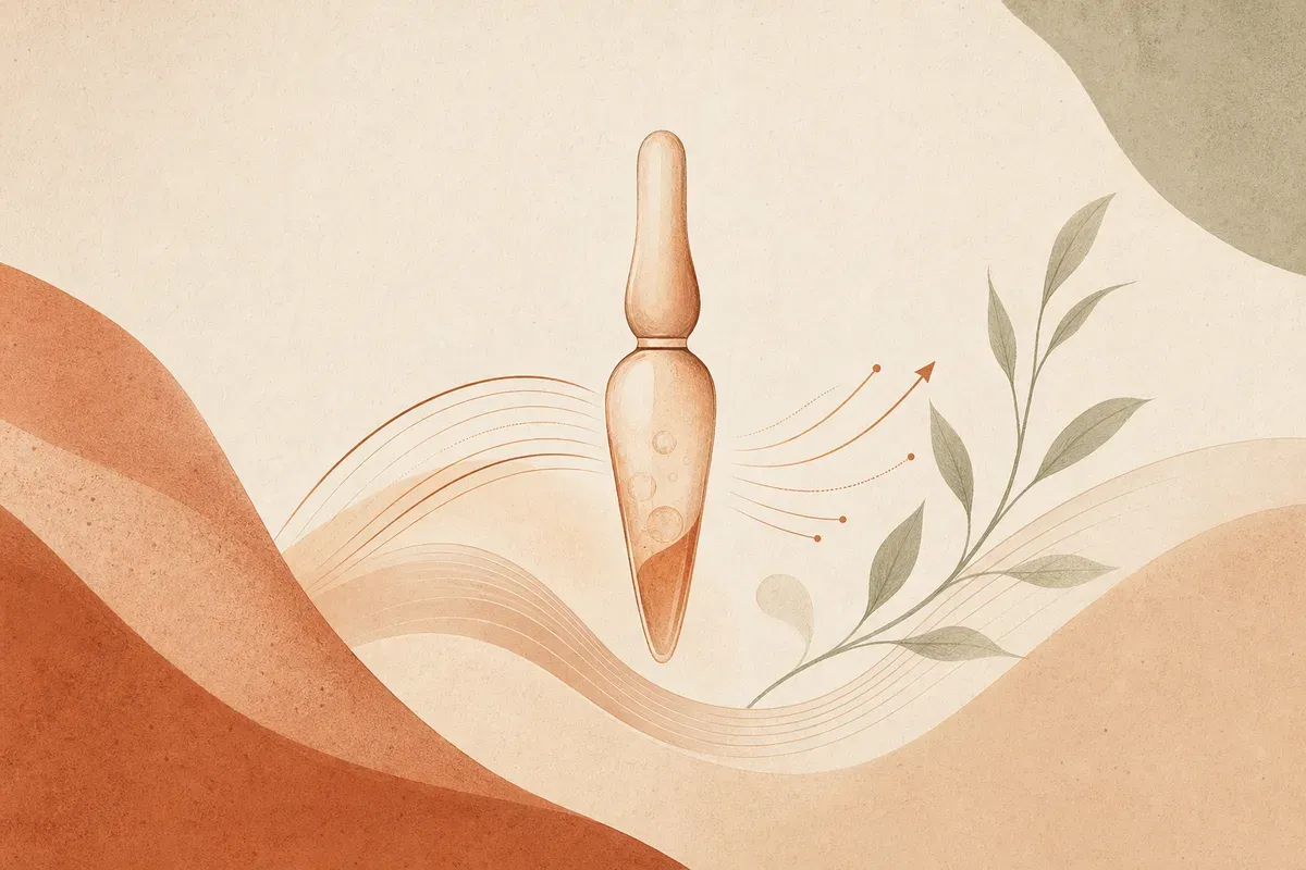 Ilustração do levantamento de sobrancelha com toxina botulínica, mostrando os pontos de aplicação nos músculos abaixadores e a discreta elevação da cauda da sobrancelha.