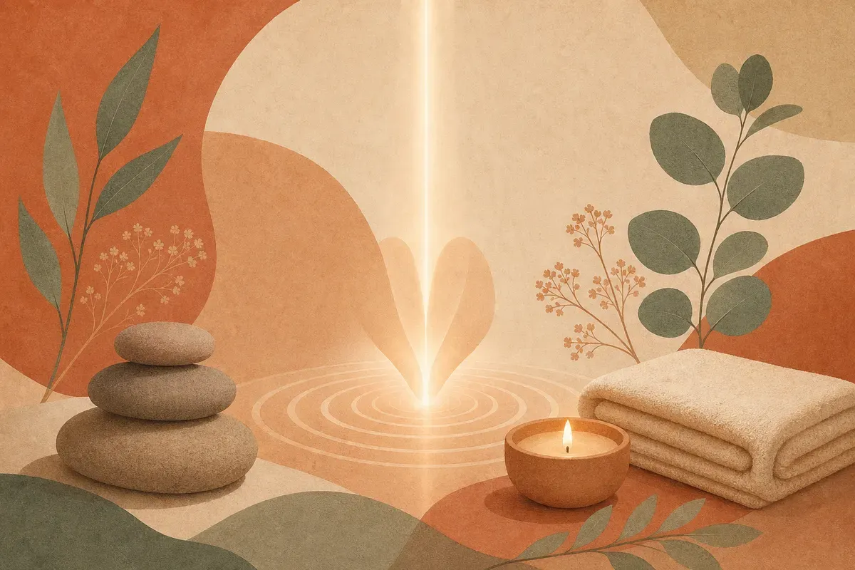 Ilustração de aplicação de laser para clareamento de pele em região íntima, com profissional usando proteção e equipamento de laser.