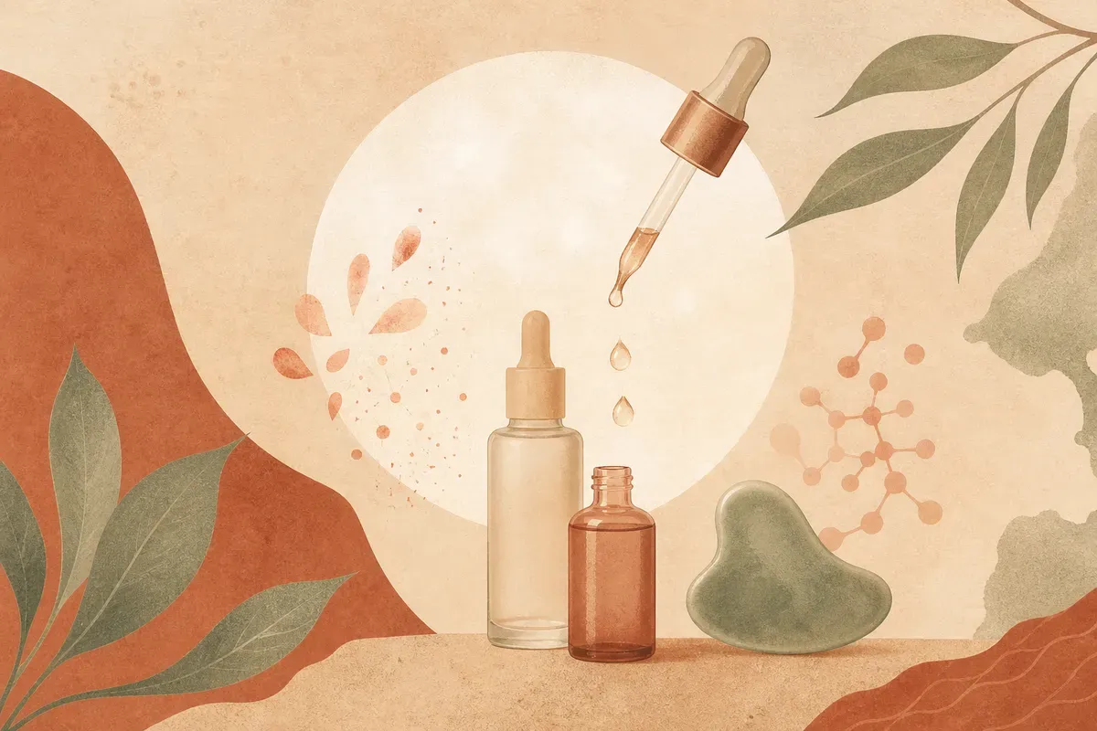 Ilustração de aplicação de máscara enzimática no rosto durante esfoliação facial suave em ambiente de clínica de estética.