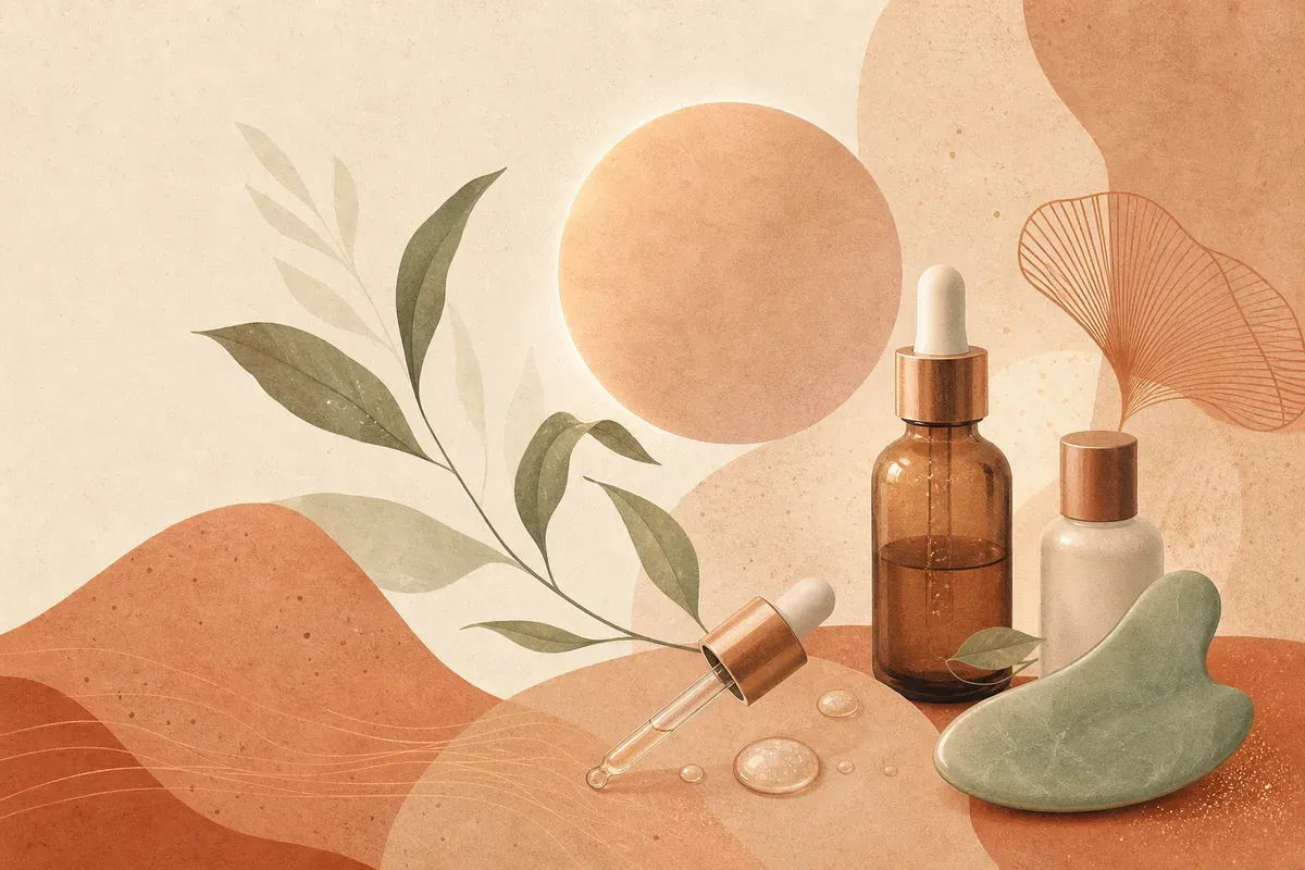 Ilustração de aparelho de pressoinjeção aplicando ativo cosmético por jato, sem agulha, na pele do rosto durante intradermoterapia pressurizada.