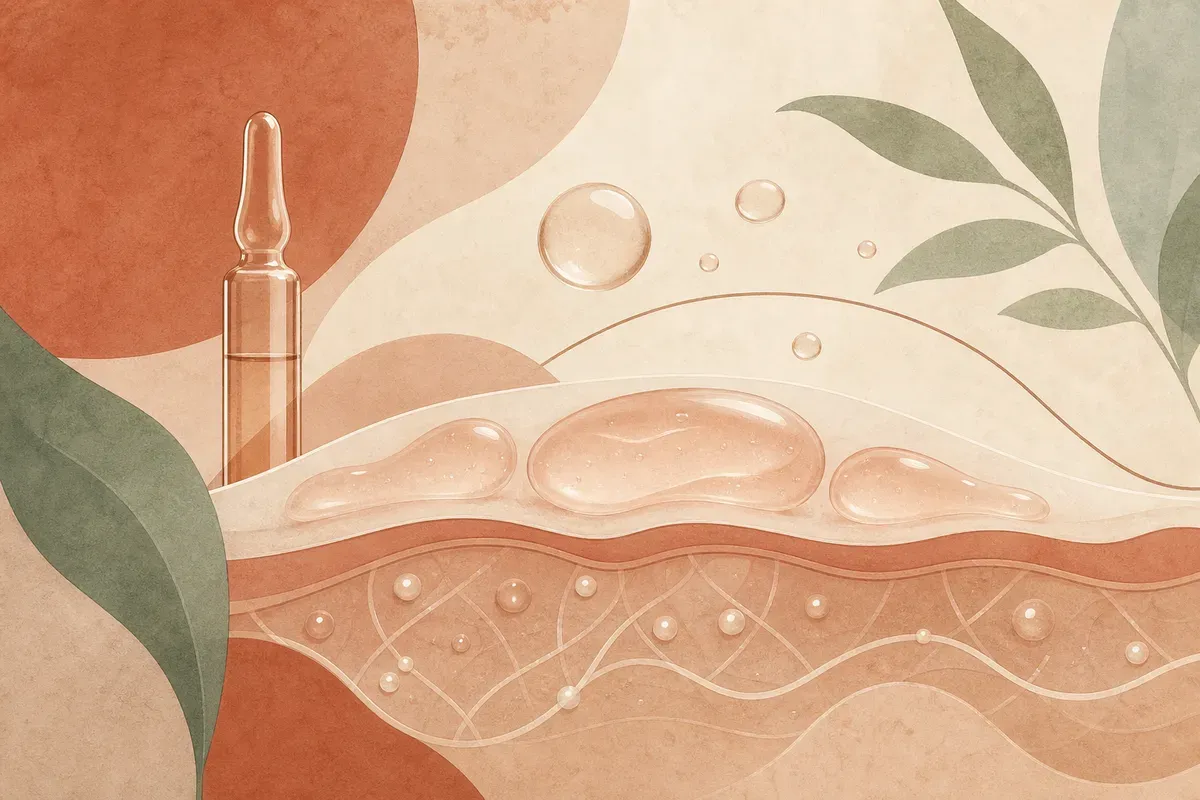 Ilustração de microinjeções intradérmicas superficiais sendo aplicadas na pele do rosto durante intradermoterapia.