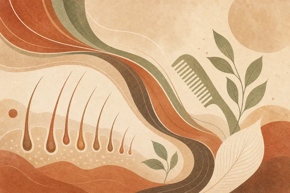 Ilustração de microinjeções de ativos no couro cabeludo durante mesoterapia capilar