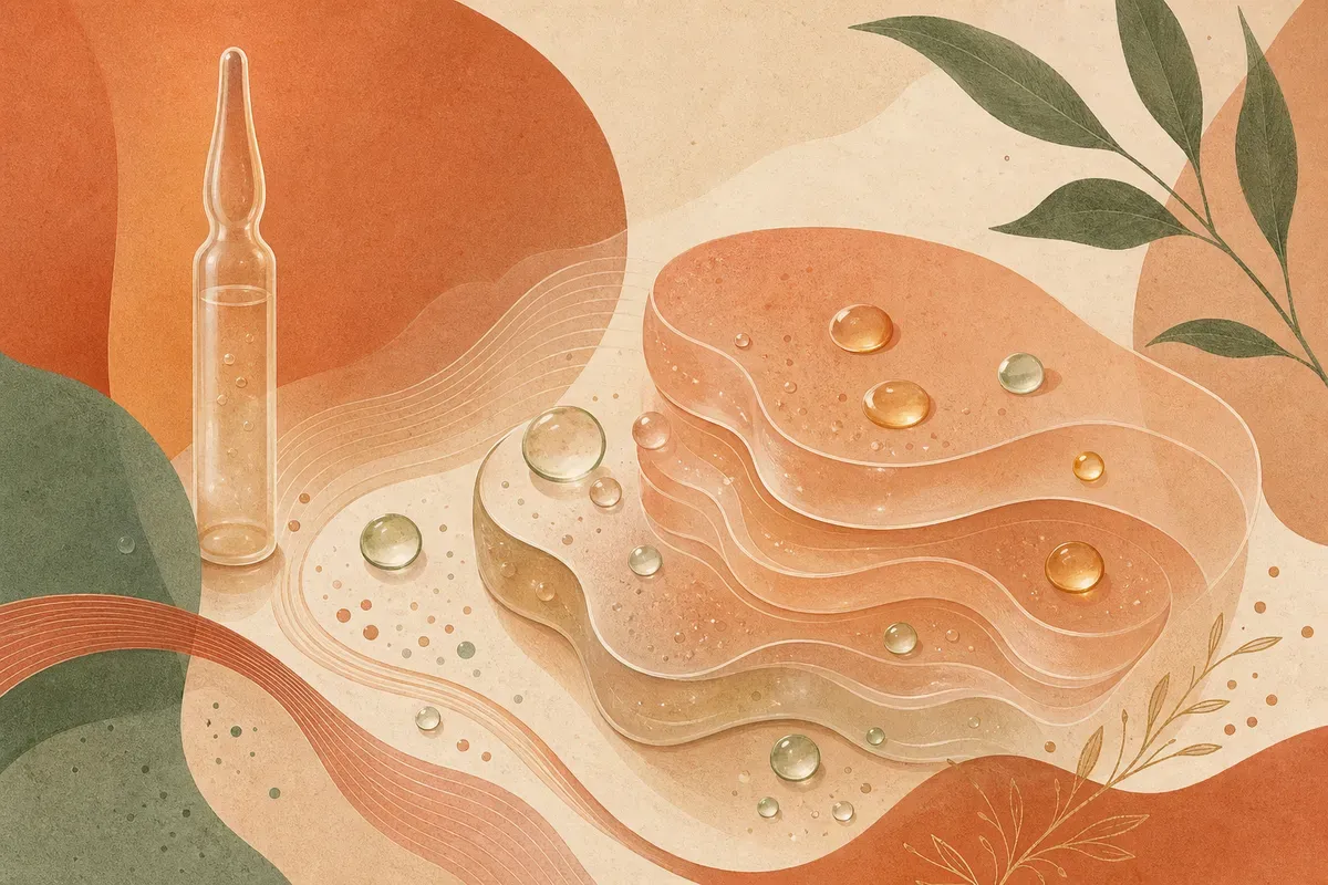 Ilustração de aplicação de microinjeções de coquetel vitamínico no rosto durante mesoterapia facial.