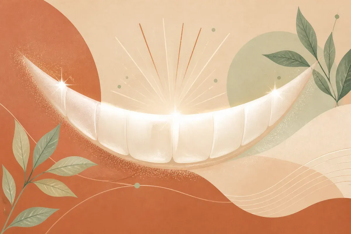 Ilustração de dente recebendo aplicação de pasta para microabrasão de esmalte com remoção de mancha superficial