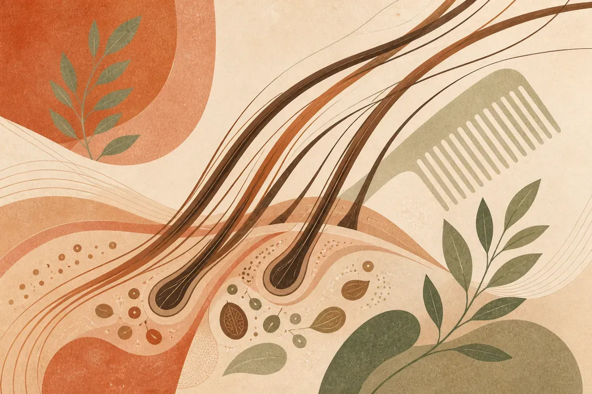 Ilustração de aplicação de microagulhamento capilar no couro cabeludo com caneta tipo Dermapen, mostrando as microperfurações para estimular os folículos.
