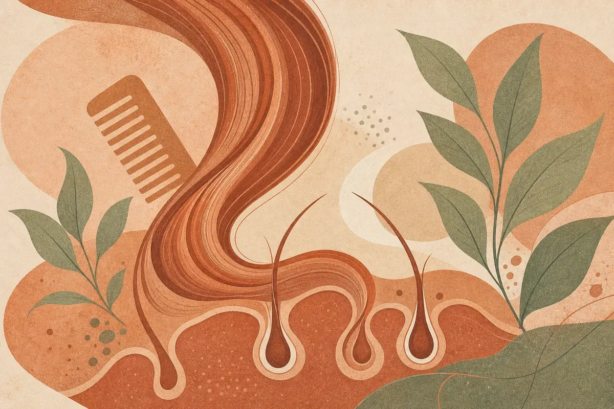 Ilustração de aplicação de MMP Capilar no couro cabeludo com caneta de microinfusão, mostrando o microagulhamento combinado à entrega de ativos.