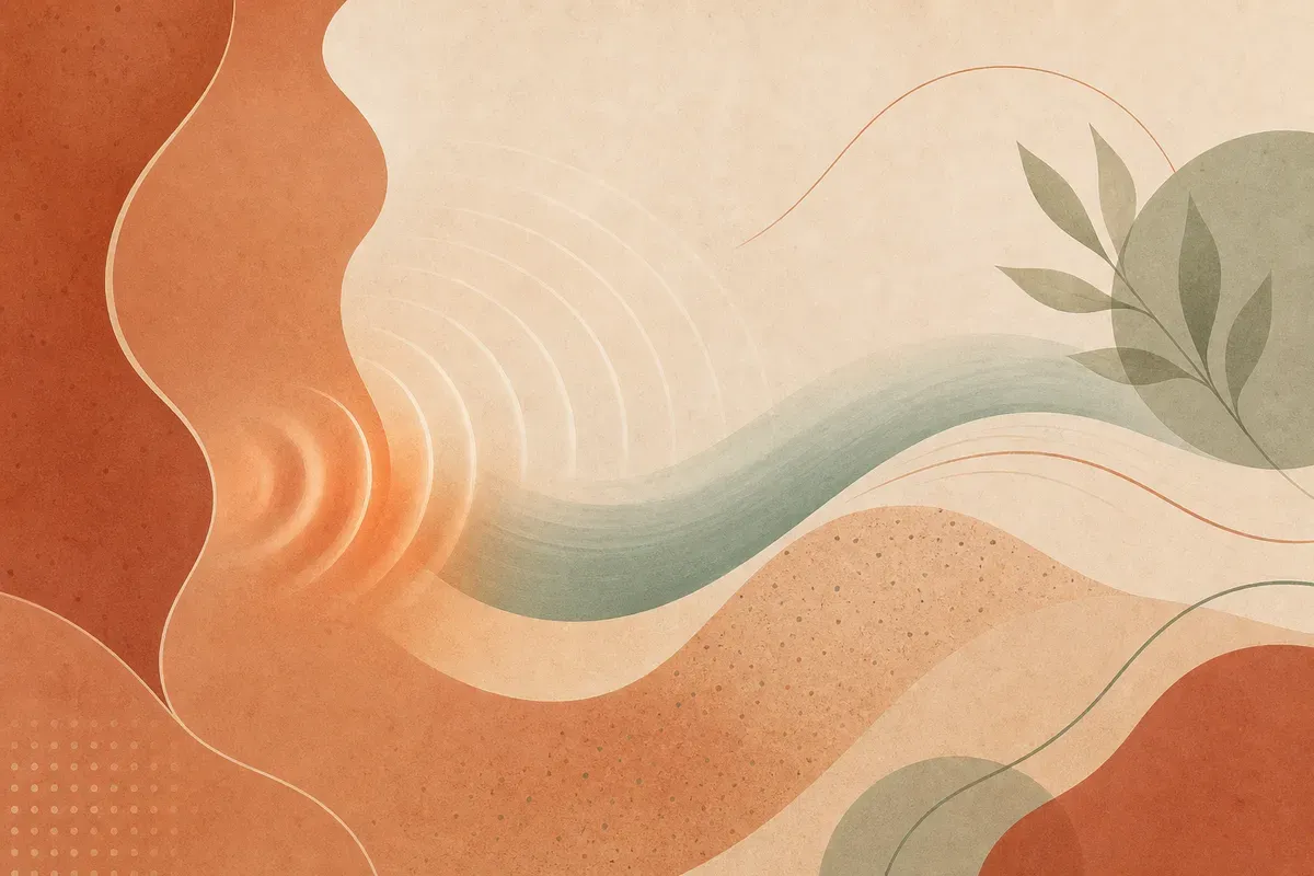 Ilustração de aplicação de ondas de choque extracorpóreas na coxa para tratamento da celulite, com aplicador deslizando sobre a pele.