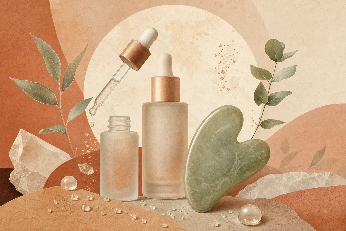 Ilustração de aplicação de peeling de cristal no rosto, com caneta de microdermabrasão deslizando sobre a pele.