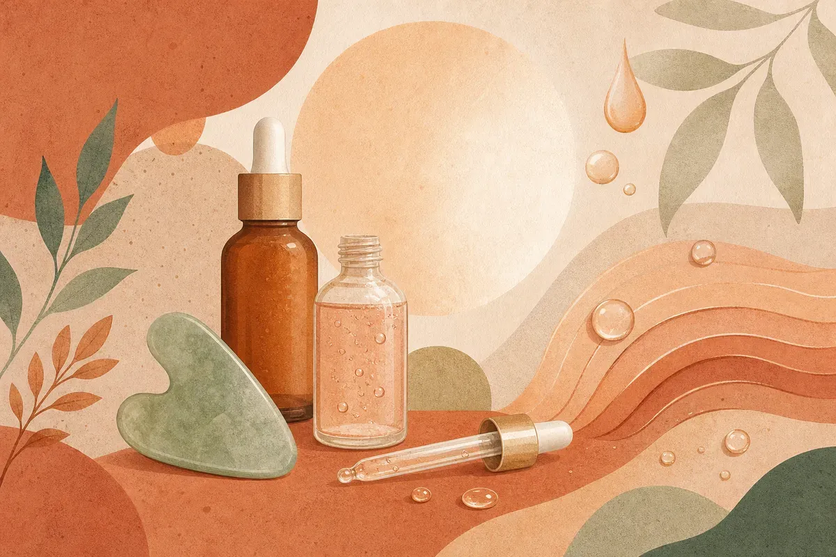 Ilustração de aplicação de peeling glicólico no rosto, com profissional passando a solução com pincel na pele higienizada.