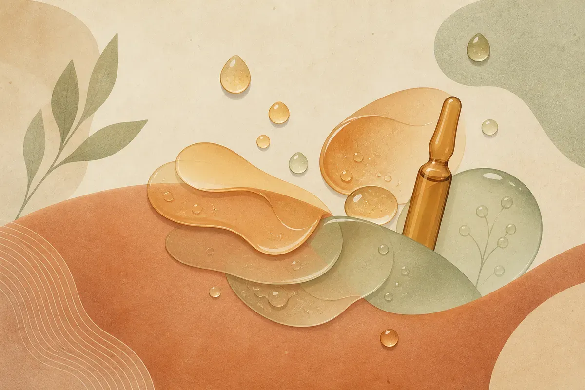 Ilustração de aplicação de peeling químico no rosto, com profissional passando a solução ácida na pele do paciente.