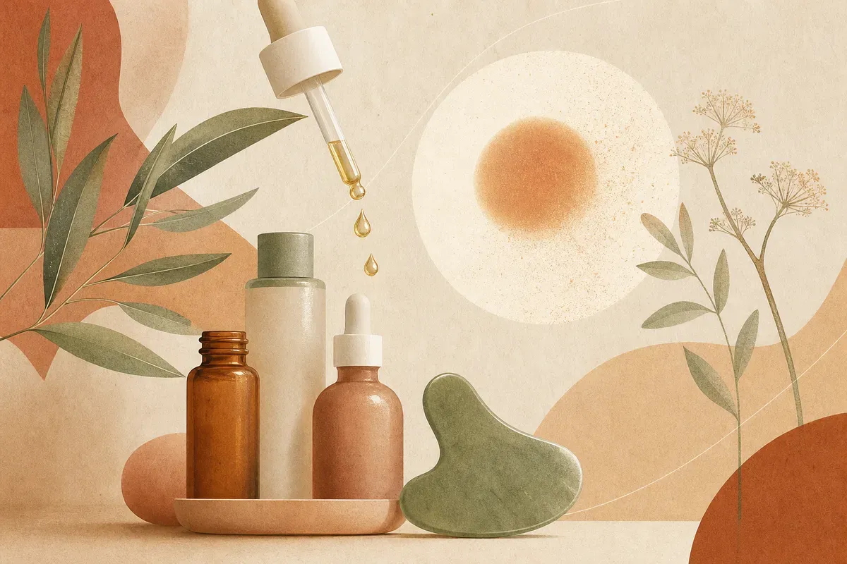 Ilustração de aplicação de peeling retinóico no rosto, com máscara amarelada sobre a pele