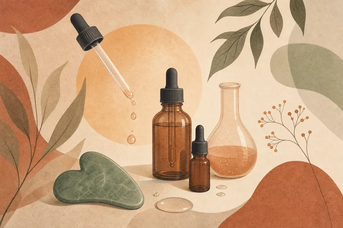 Ilustração de aplicação de peeling químico de TCA no rosto em ambiente de consultório dermatológico