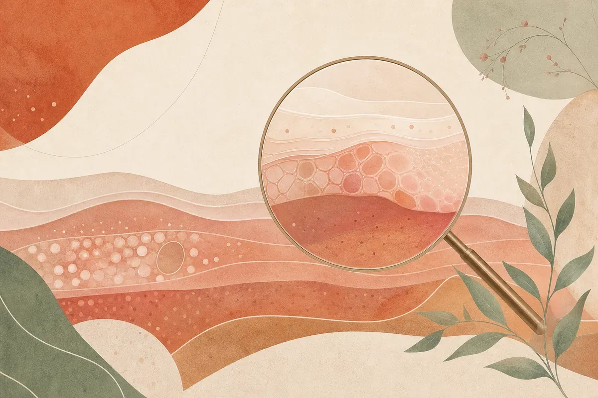 Ilustração de aplicação de peeling tópico no rosto para tratamento de melasma e manchas