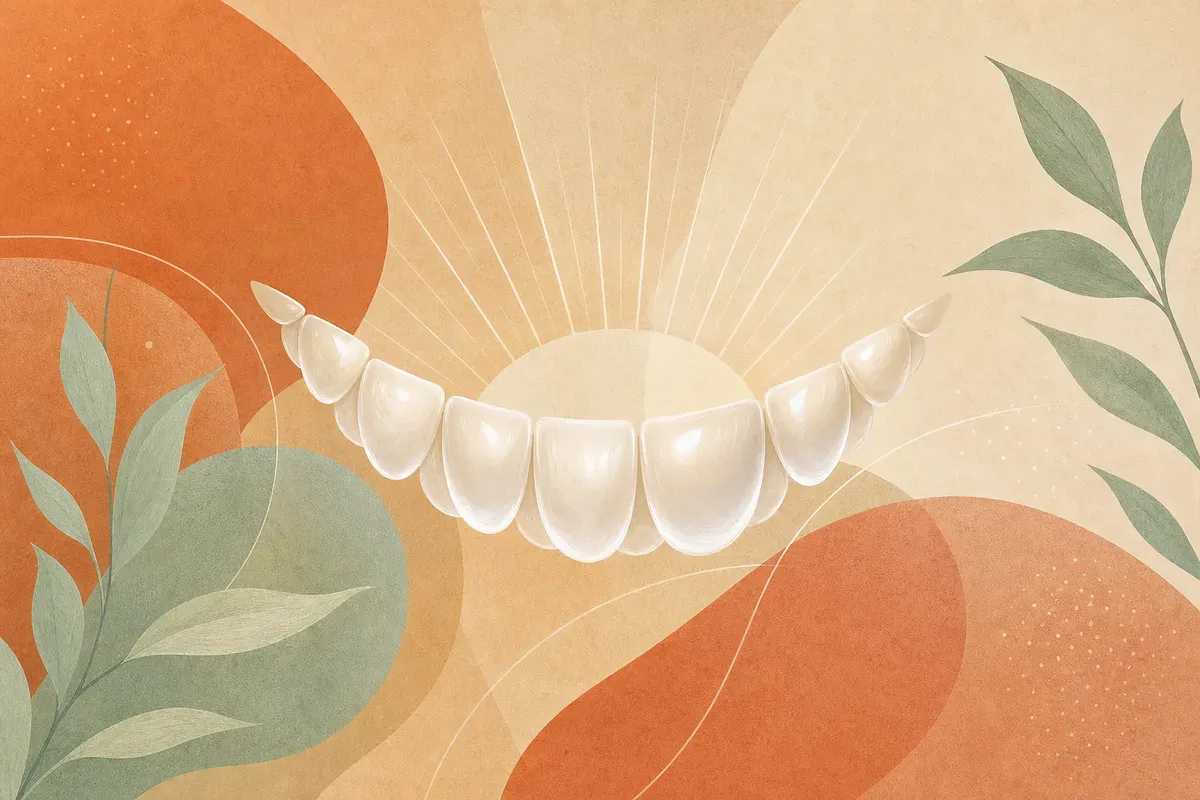 Ilustração de um dente sendo restaurado com resina composta da cor do dente por um dentista, mostrando a escultura e o polimento da restauração.