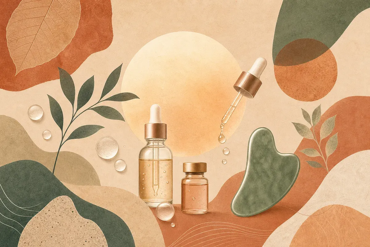 Ilustração de microinjeções de ácido hialurônico na derme do rosto para hidratação profunda (skinbooster).