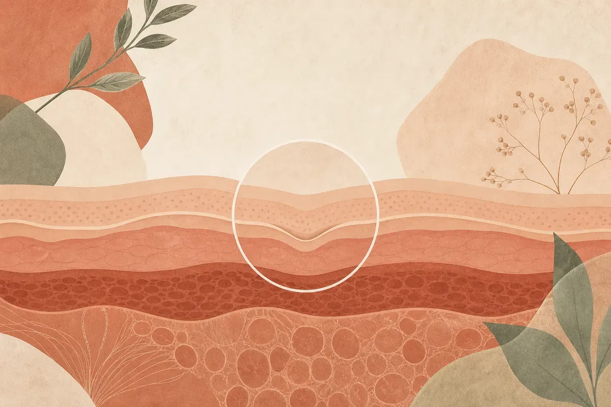 Ilustração de uma agulha sendo introduzida sob a pele para liberar as traves de fibrose de uma cicatriz deprimida de acne