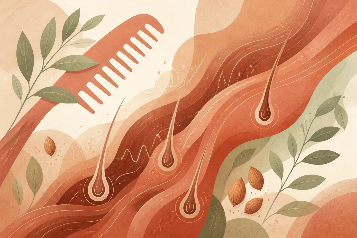 Ilustração de aplicação de eletrodo de alta frequência sobre o couro cabeludo em uma sessão de tricologia.