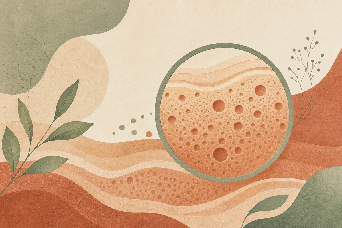 Ilustração de tratamento dermatológico para poros dilatados no rosto com aplicação de tecnologia na pele
