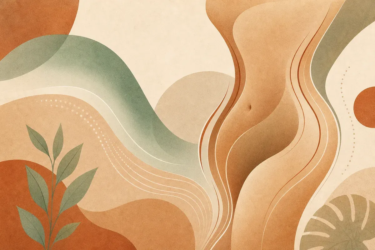 Ilustração de sessão de Vacuoterapia corporal, com ventosas de sucção deslizando sobre a coxa de uma pessoa em maca.